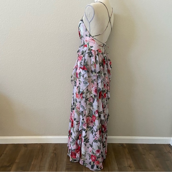 *Flaws* Fame and Partners Queen Ann Dress Size 4 Floral Ruffle Maxi Dress - Picture 6 of 16